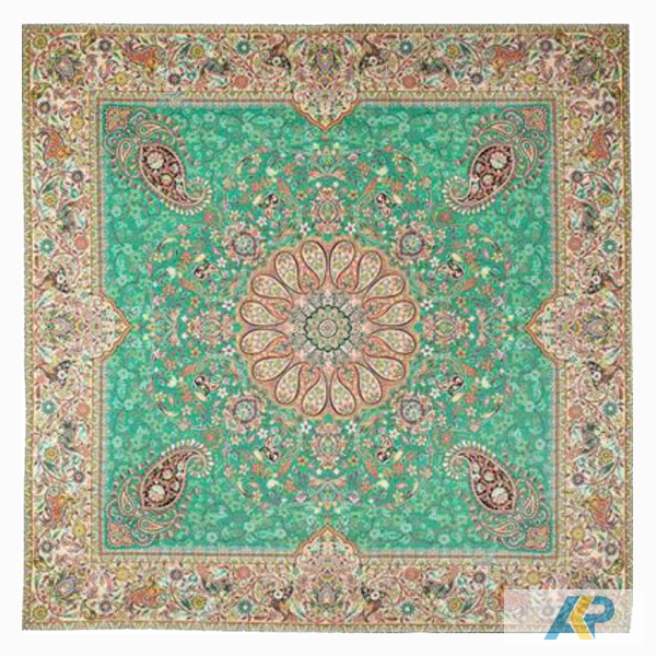 ترمه طرح افشاری سبز پسته ای مربع سایز 70 * 70